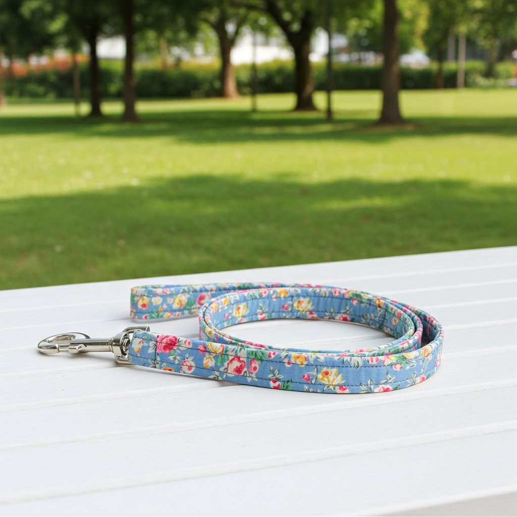 Dog Lead in Matching Blue Floral Rose Collection